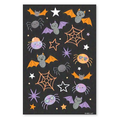 50ct Halloween Stickers for Kids' Bats and Spiders