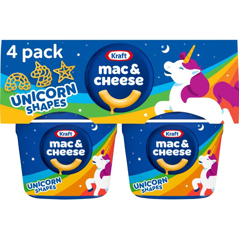 Kraft Mac and Cheese Cups Easy Microwavable Dinner with Unicorn Pasta Shapes - 7.6oz/4ct, 1 of 10