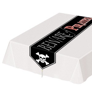 Beistle Printed Beware Of Pirates Table Runner, 11" x 6', (3/Pkg) Multicolored - 1 of 4