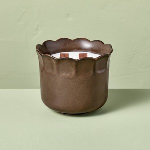 2 Wood Wick Ceramic Scalloped Rim Jar Candle 11oz - Hearth & Hand™ with Magnolia - 1 of 3