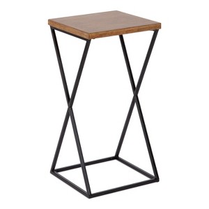 Kate and Laurel Elix Square Wood Drink Table, 12x12x24, Rustic Brown and Black - 1 of 4