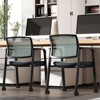 Tangkula 6-Pack Office Conference Chair Set Mesh Guest Reception Stack Chairs with Caster Wheels and Arms Stacking Chair Set - 2 of 4