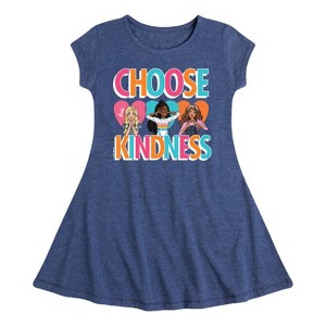 Girls' - Barbie - Multi-Color Choose Kindness Fit & Flair Cap Sleeve Dress - 1 of 2