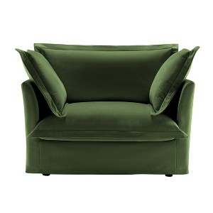 Ridstar Modern Single Sofa with 1 Big Back Cushion and 2 Big Toss Pillows For Living Room & Bedroom-Green - 1 of 4