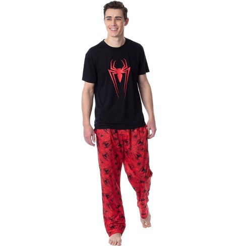 Marvel Comics Mens' Spider-man Logo Icon Tossed Print Sleep Pajama