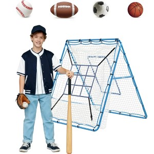 5x4FT 2-in-1 Baseball Pitching & Rebound Net – 9-Hole Target & Multi-Angle Trainer for Pitching, Batting & Fielding Practice - 1 of 4