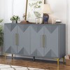 Distinctive Two-Tone Triangle Pattern 4-Door Cabinet, Perfect for Entryways, Hallways, and Living Spaces - 2 of 4