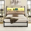 AMERLIFE Bed Frame with Bookcase Headboard, 4 Drawers, Charging Station, No Box Spring - 3 of 4