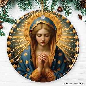 Praying Mother Mary Ceramic Ornament, Religious Painting Christmas Decoration Souvenir| OrnamentallyYou - 1 of 4