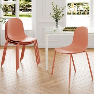 FONTOI Accent Chair, 4PCS Modern Dining Chair with Unupholstered, Kitchen Dining Room Chairs with Armless, Orange, 21.26"*20.08"*33.27" - 1 of 4