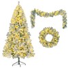 VisioGear Craft Activity Kits 6FT Snow Flocked Christmas Tree, Pre-Lit Set with Tree Garland Wreath fHome, Multicolor - 3 of 4
