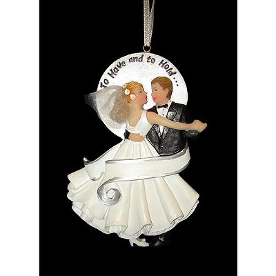 Kurt S. Adler 4.5" White and Black "To Have And To Hold" Wedding Couple Ornament