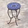 Teal Island Designs Modern Black Round Outdoor Accent Side Table 14" Wide Light Blue Mosaic Tabletop Front Porch Patio Home House Balcony - 2 of 4