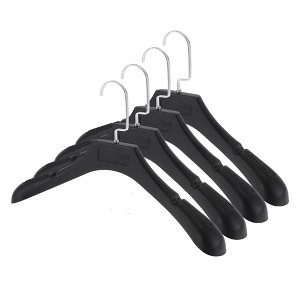 Unique Bargains Flat Hook Closet Hanger Black 4 Pcs - 1 of 4