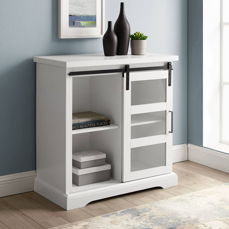Tertia Transitional Accent Cabinet with Sliding Glass Door Solid White - Saracina Home, 3 of 7