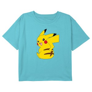 Girl's Pokemon Pikachu Sitting Portrait Crop Top T-Shirt - 1 of 3