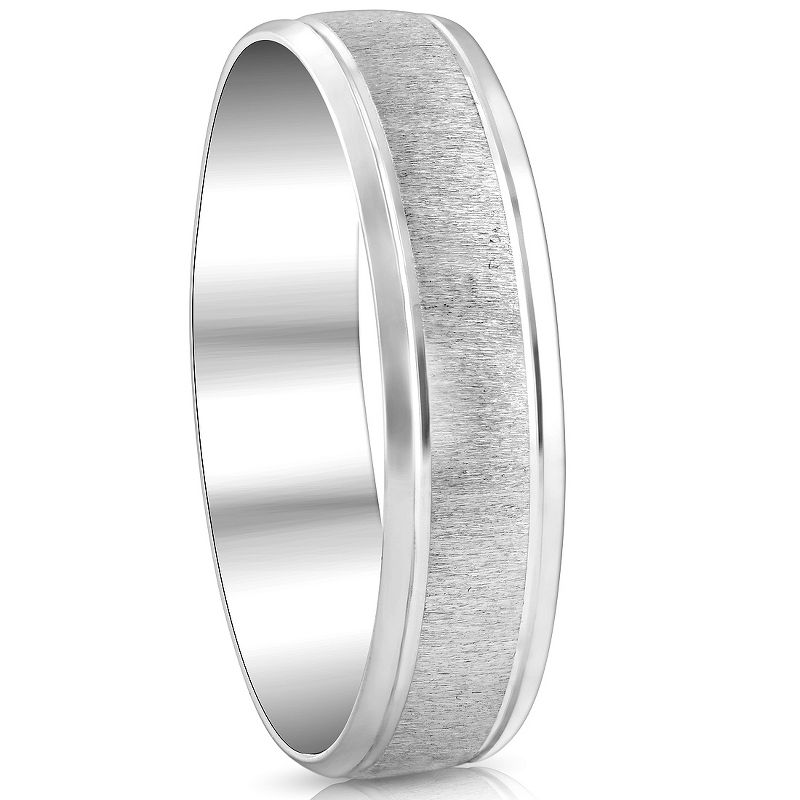 Pompeii3 Mens 6mm 14K White Gold Comfort Fit Wedding Band Ring, 4 of 6
