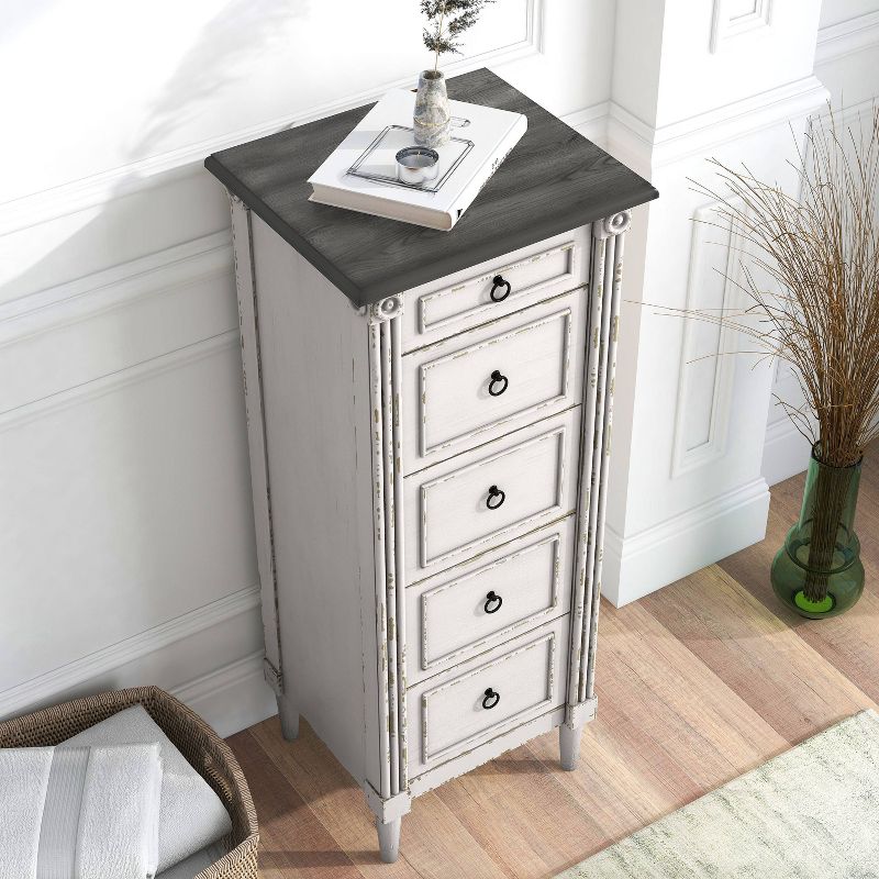 Magg 4 Drawer Jewelry Chest with Flip Up Mirror Antique White/Antique Gray Two Tone - HOMES: Inside + Out, 3 of 13