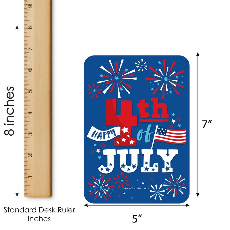 Big Dot of Happiness Firecracker 4th of July - Bar Bingo Cards and Markers -  Party Shaped Bingo Game - Set of 18, 5 of 6