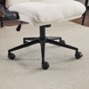 Karl Home |28 inch W White Mid-Back Swivel Cotton And Linen Office Chair Task Chair With Adjustable Arms - 3 of 4