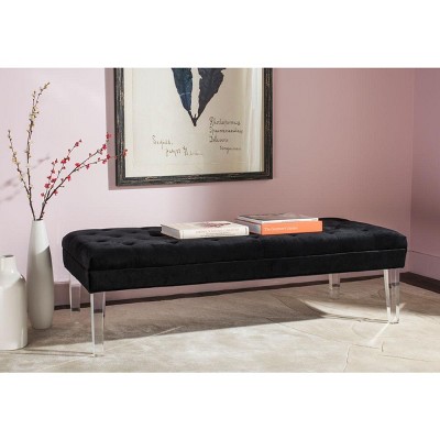 Abrosia Black Tufted Bench with Clear Acrylic Legs