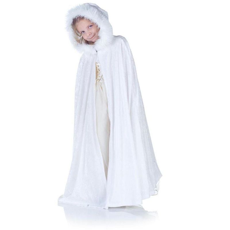 Underwraps Costumes Panne Velvet Costume Cape Child: White & Faux Fur Trim, 1 of 2