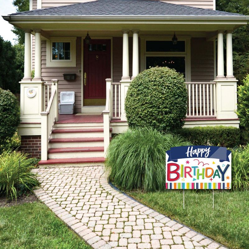 Big Dot of Happiness Cheerful Happy Birthday - Birthday Party Yard Sign Lawn Decorations - Happy Birthday Party Yardy Sign, 3 of 8