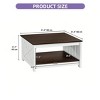 Coffee Table With Storage Farmhouse Coffee Table Wood Cocktail Table Square Living Room Table With Half Open Storage Compartment Dark Brown - 2 of 4