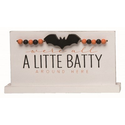 Transpac Wood White Halloween Batty Decor