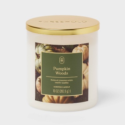 10oz Lidded White Glass Jar Candle Pumpkin Woods - Threshold™