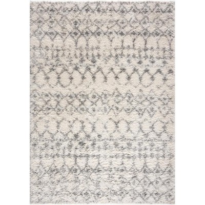 HomeRoots 3' X 5' Gray and Ivory Southwestern Shag Power Loom Distressed Area Rug