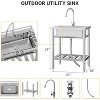 Stainless Steel Freestanding Utility Sink with Hot/Cold Pull-Out Faucet, Single-Bowl Prep Sink for Kitchen, Bar, Garage, Backyard, Laundry - 2 of 4