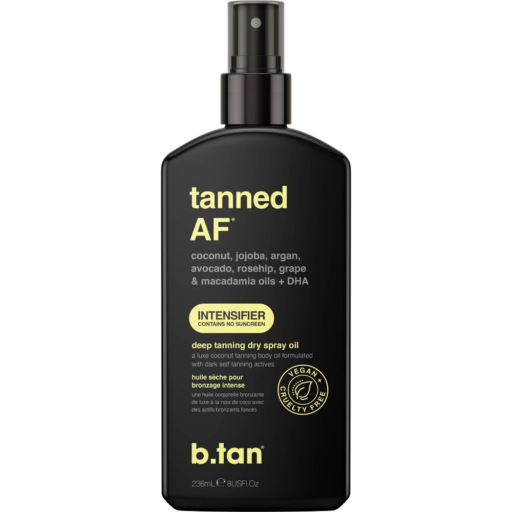 b.tan Tanned AF Intensifer Tanning Lotions and Oils - 8 fl oz: Whole Body, Paraben-Free, Vegan, Coconut Scent
