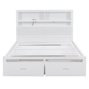 YOOCOZZ Platform Bed with Underneath Storage, Drawers, Shelves, Hidden Cabinet and Charging Ports - 1 of 4