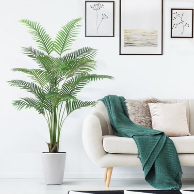 Whizmax Artificial Palm Tree,Fake Faux Tropical Palm Silk Plant with 15 Trunks Paradise Palm Floor House Plant in Pot for Home Office Garden