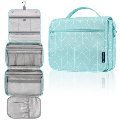 PAVILIA Hanging Toiletry Bag Women Men, Foldable Large Travel Cosmetic Organizer, Water Resistant Makeup Toiletries Essentials Kit