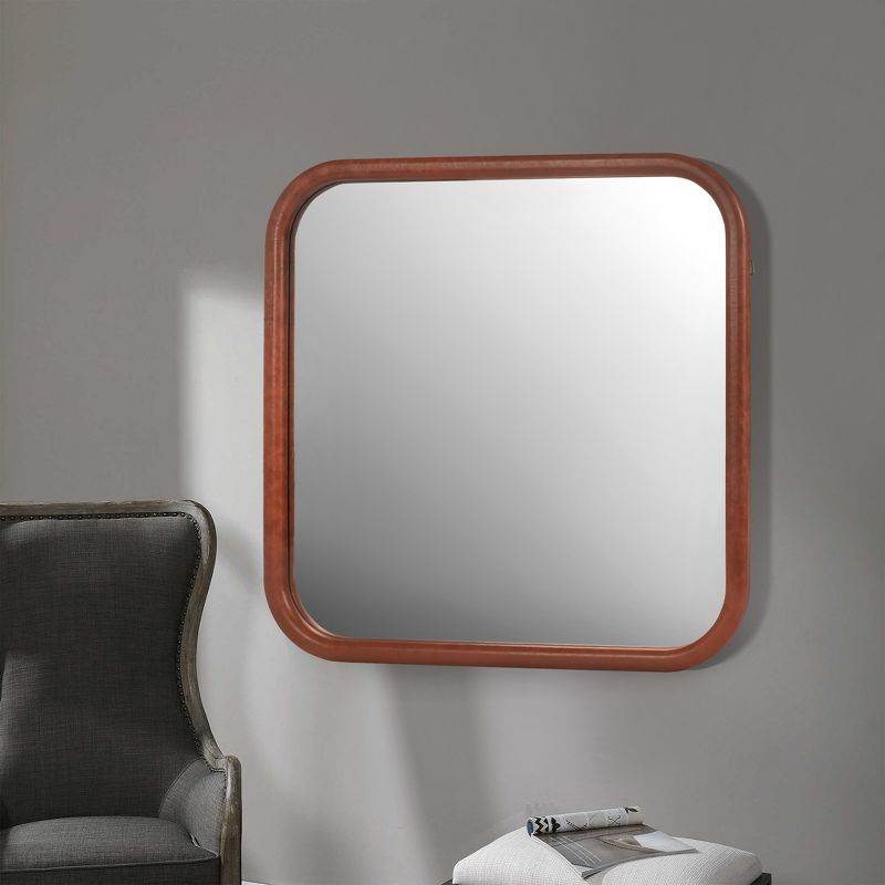 Sofie 23.62"x23.62" Decorative Wall Mirrors With Square PU Covered MDF Framed Mirror-The Pop Home, 2 of 8