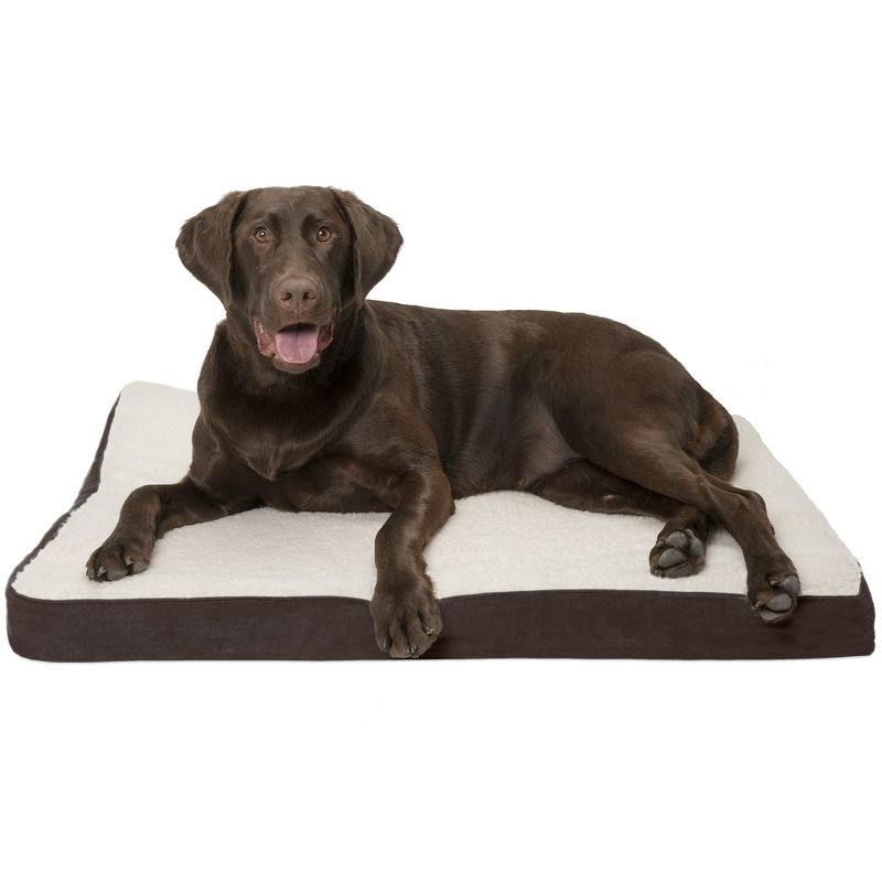 FurHaven Faux Sheepskin & Suede Deluxe Orthopedic Mattress Dog Bed, 1 of 8