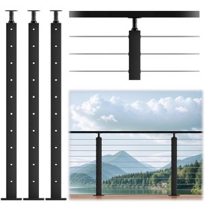 36"H Black Cable Railing Level Post Mount - 1 of 3