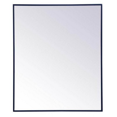 Elegant Blue Silver Rectangular Wall Mirror 30" x 36"