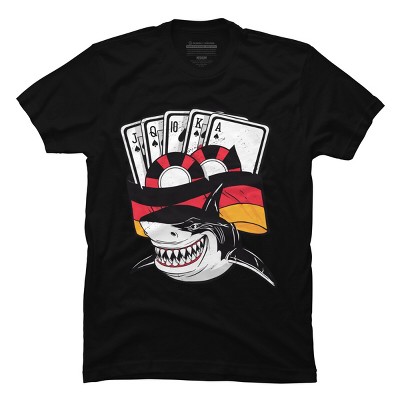 Men's Design By Humans Shark Poker Player, Are You Ready By rasok T-Shirt