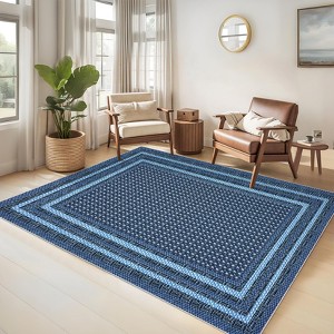 Washable Rugs for Living Room, Non Slip Modern Border Area Rug - 1 of 4