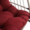 NAYSAYE Patio Swing Rattan Egg Hanging Chair Weather Resistant Comfortable Design for Outdoor Relaxation, Red, 28.34"*22"*20.3" - 3 of 4