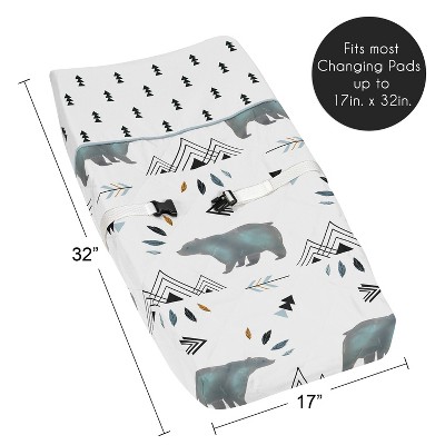 Slate Blue and Black Bear Mountain Changing Pad Cover