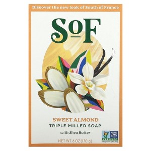 South of France Bar Soap Almond Gourmand  Moisturizing French Milled Soap with Sweet Almond Scent for Smooth, Soft Skin 6 Oz - 1 of 4