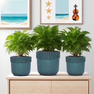 Wooakway 15" Dia Outdoor Indoor Ceramic Planter Pot Decorative Planter with Drainage Hole Patio Flower Pot - 1 of 4