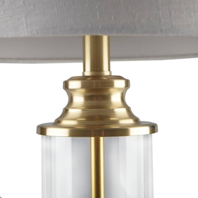 Gold and Clear Glass Cylinder Table Lamp Set with Drum Shades
