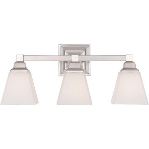 Regency Hill Mencino Modern Wall Light Satin Nickel Hardwire 20" 3-Light Fixture Etched Opal Glass for Bedroom Bathroom Vanity Reading Living Room - 1 of 4
