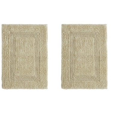 Lux Premium 100% Cotton Tufted Solid Reversible 2 PC Bath Rug Set – Ultra-Soft, Water-Absorbent, Durable, Machine Washable Bathroom Rug