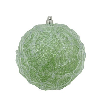 Allstate Floral 4" Glittered Swirl Texture Christmas Ball Ornament - Green